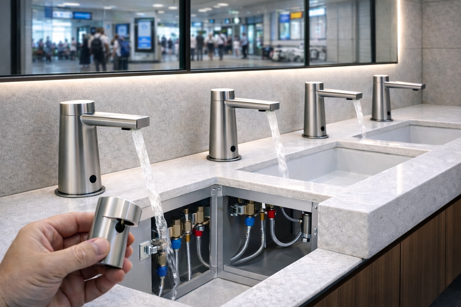 Vandal resistance and durability planning for sensor faucet installations
